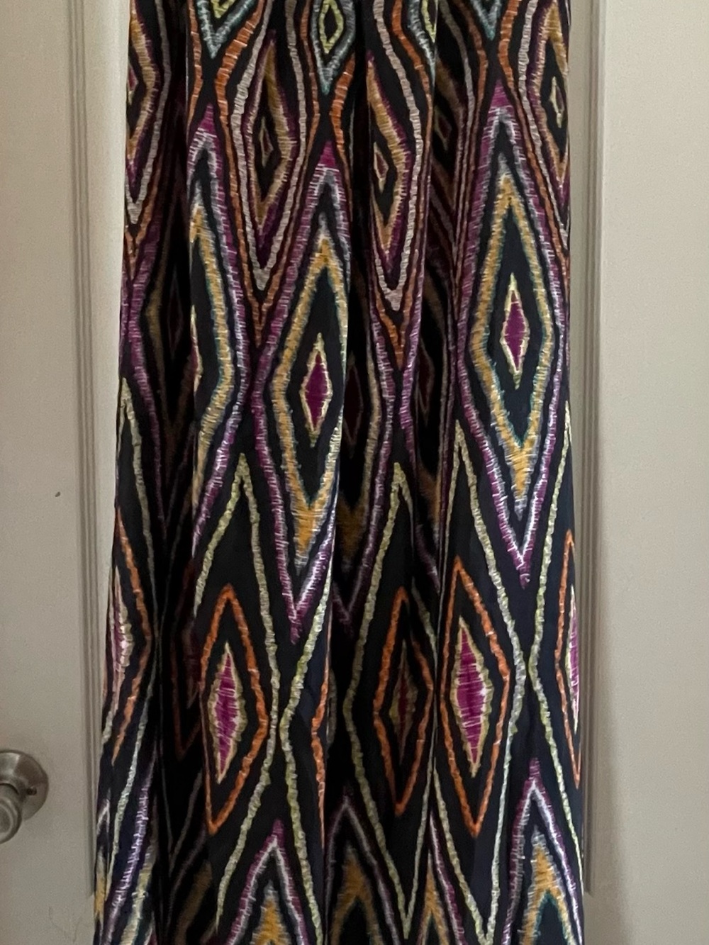 Lavender Brown Black Maxi dress with Multicolor Diamond Motif